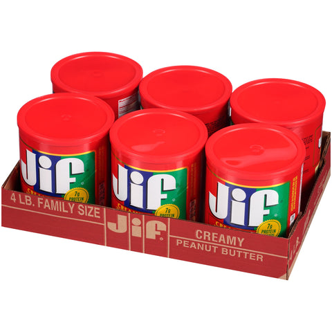 Jif Creamy Peanut Butter, 4 Pound -- 6 per case.