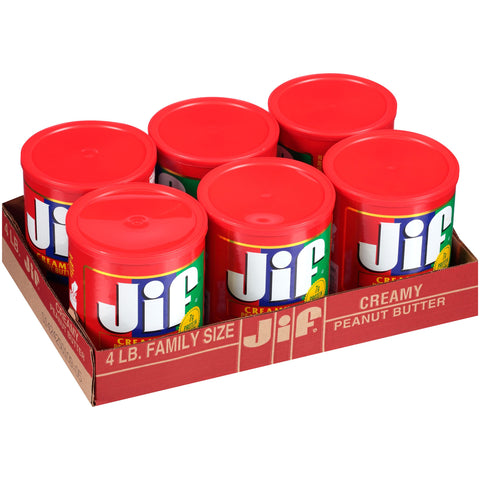 Jif Creamy Peanut Butter, 4 Pound -- 6 per case.