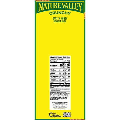 Nature Valley Crunchy Oat and Honey Granola Bar - 28 per pack -- 6 packs per case.