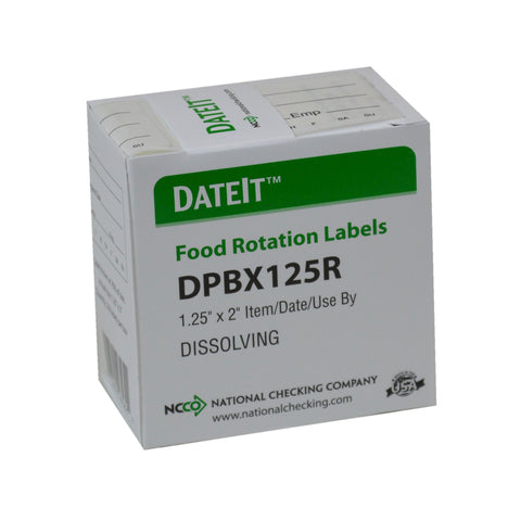 National Checking LABEL ITEM/DATE/USE BY DISSOLVING .25X2