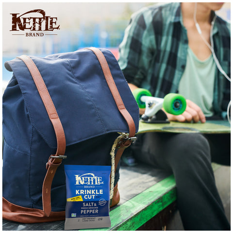 Kettle Brand Krinkle Cut Salt and Fresh Ground Pepper Potato Chips, 1.5 Ounce -- 24 per case.