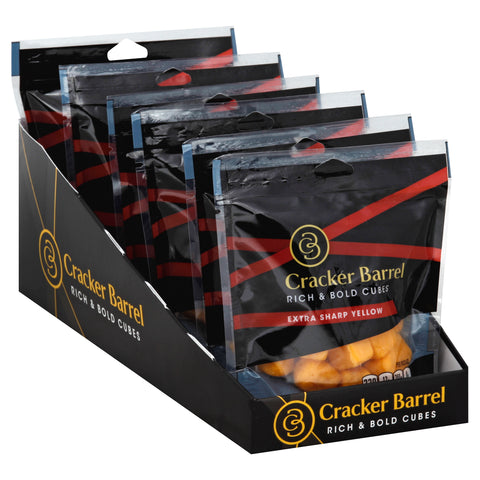 Cracker Barrel Cubes, Extra Sharp Yellow Cheddar, 2 Ounce -- 6 per case