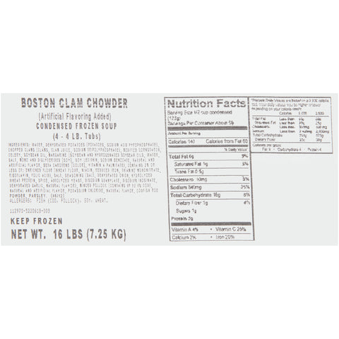 Chef Francisco Boston Clam Chowder Soup, 16 Pound