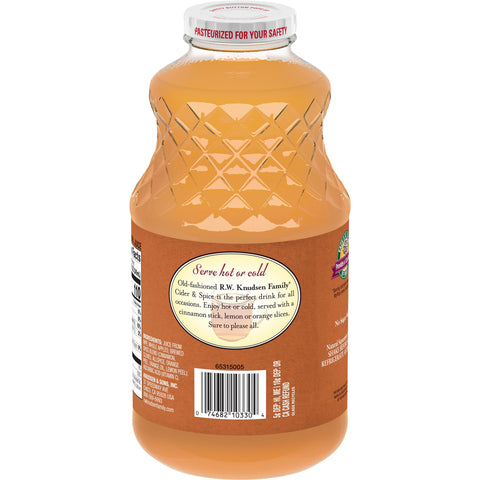 RW Knudsen JUICE APPLE CIDER SPICED NSA NFC 100% GLASS BOTTLE