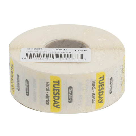 Label Dissolve-a-way Yellow Tuesday 1x1