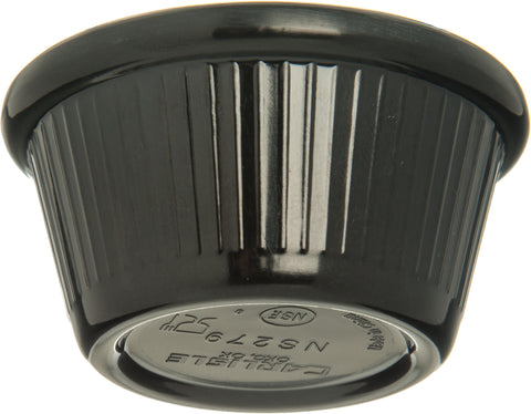 Ramekin Fluted Melamine Plastic Black 2 Oz