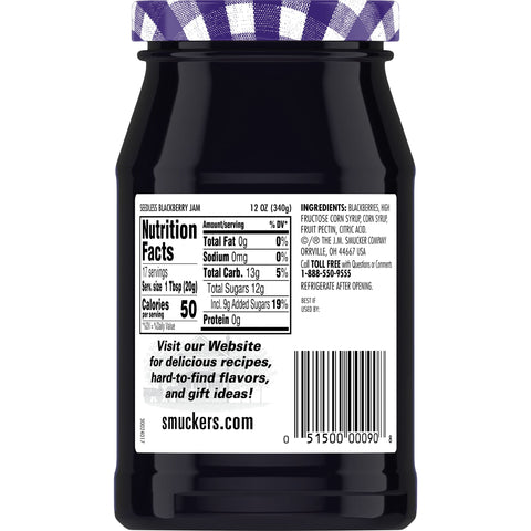 Jam Blackberry Seedless Glass Jar