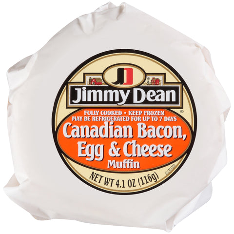 Jimmy Dean Egg and Cheese Muffin Canadian Bacon Breakfast Sandwich, 4 Ounce -- 12 per case.