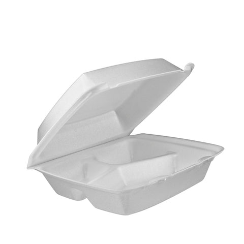 Dart CONTAINER FOAM 3-COMPARTMENT HINGED LID 8.37X7.87