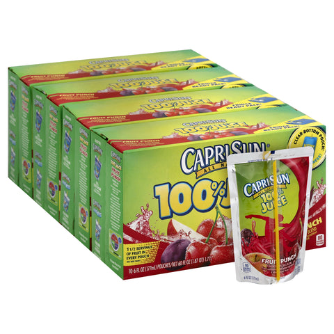 Kraft Capri Sun Fruit Dive Juice, 6 Ounce - 10 per pack -- 4 packs per case.