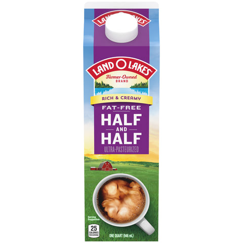 Land O Lakes Fat Free Half and Half Ultra Pasteurized Coffee, 32 Ounce -- 12 per case.