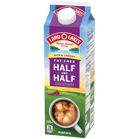 Land O Lakes Fat Free Half and Half Ultra Pasteurized Coffee, 32 Ounce -- 12 per case.