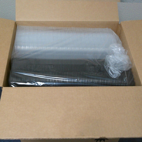 Container Plastic Crisp Food Technologies® 1 Compartment Black Base Clear Lid Hinged Cf6611 6x6