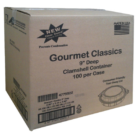 Gourmet Classics™ CONTAINER FOOD POLYGON HINGED BLACK W/ CLEAR LID PETE 9