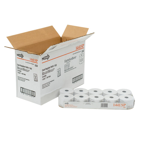 National Checking Company White Bond 1 Ply Register Roll Tape, 44 Millimetre -- 50 per case.