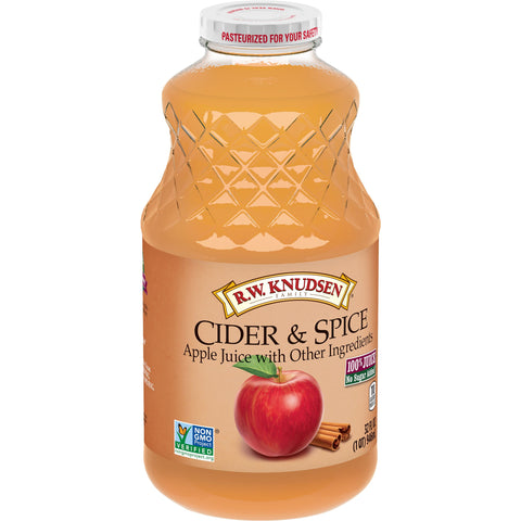 RW Knudsen JUICE APPLE CIDER SPICED NSA NFC 100% GLASS BOTTLE