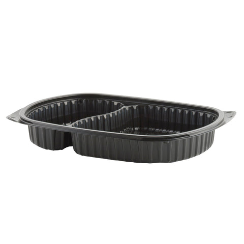 Container Polypropylene Black Microraves® 2-compartment Platter 10.25x7.25x1.5