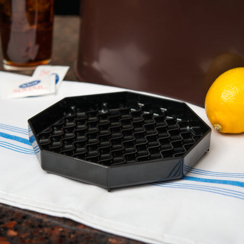 Tray Drip Plastic Black Octagonal 6
