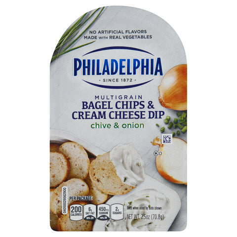 Snack Multigrain Bagel Chips And Chive & Onion Cream Cheese Dip