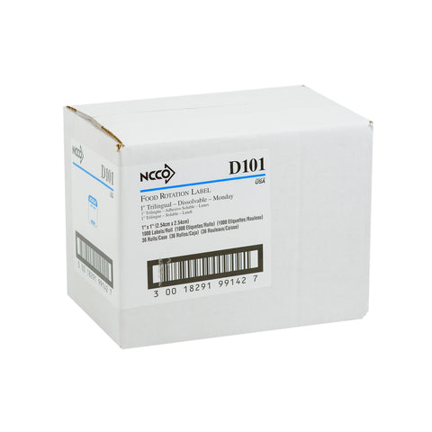 National Checking Company Dateit Blue Trilingual Dissolvable Label - Monday, 1 x 1 inch -- 1000 per case.