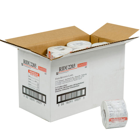 Label Trilingual Item/date/use By Removable Red Wednesday 2x2