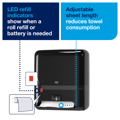 Tork Matic Black Elevation Hand Towel Roll Dispenser with Intuition Sensor, 13 x 8 x 14.5 inch