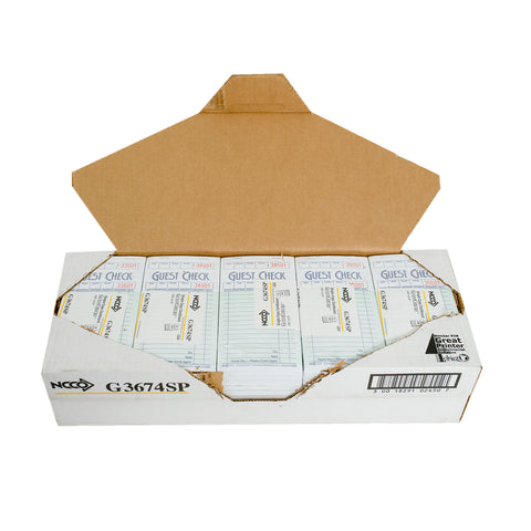 National Checking Company Guest Check Board - 1 Part Green, 16 Line, 3.5 x 6.75 inch -- 2500 per case.