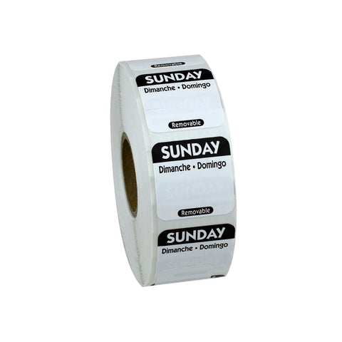 Label Removeable Square Black Sunday 1x1