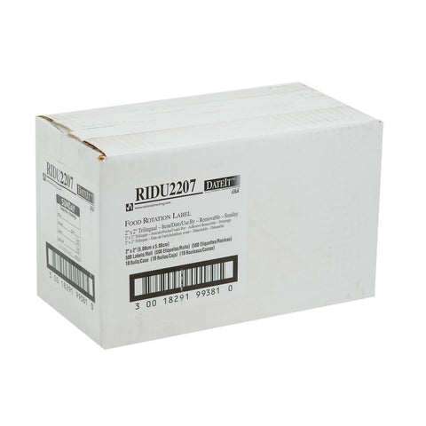 DateIt™ LABEL TRILINGUAL ITEM/DATE/USE BY REMOVABLE BLACK SUNDAY 2X2