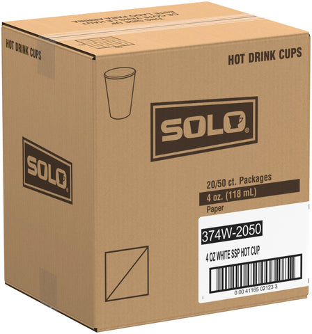 Solo White Single Sided Poly Paper Hot Cup, 4 Ounce -- 1000 per case