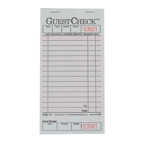 National Checking Medium Pink 1 Part Cardboard Guest Check, 6.75 x 3.5 inch -- 2500 per case