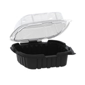Container Plastic Crisp Food Technologies® 1 Compartment Black Base Clear Lid Hinged Cf6611 6x6