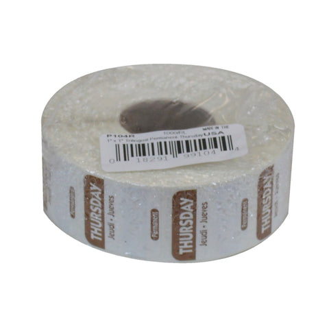 National Checking Company Dateit Brown Trilingual Permanent Label - Thursday, 1 x 1 inch -- 1000 per case.