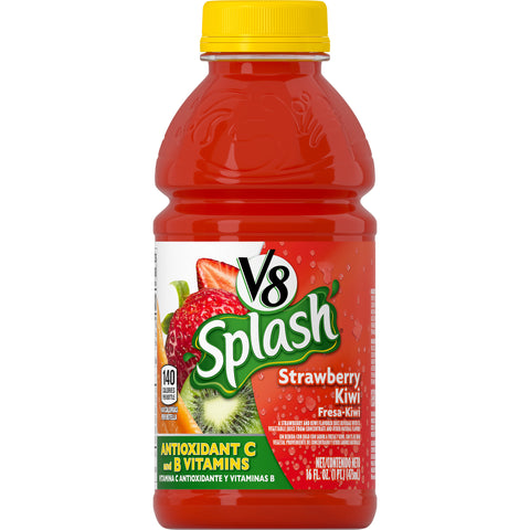V8 Splash Strawberry Kiwi Juice, 16 Fluid Ounce -- 12 per case.
