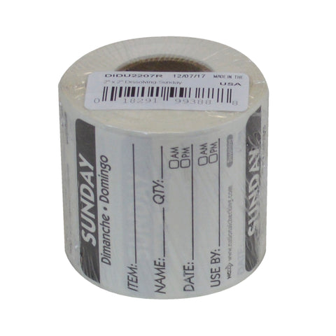 Label Trilingual Item/date/use By Dissolving Black Sunday 2x2