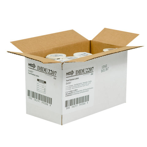 DateIt™ LABEL TRILINGUAL ITEM/DATE/USE BY DISSOLVING BLACK SUNDAY 2X2