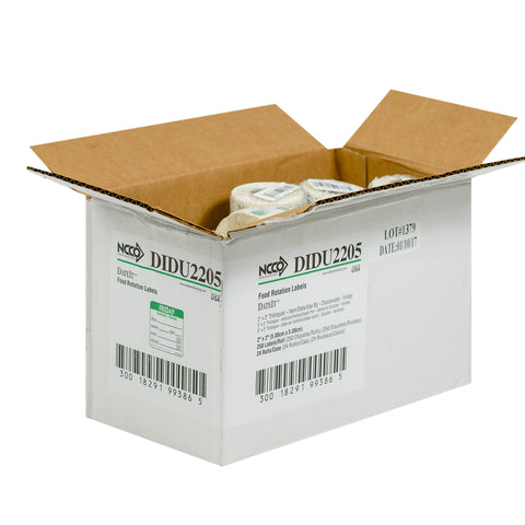National Checking Company Dateit Trilingual Item/Date/Use By Dissolvabel Label - Friday, 2 x 2 inch -- 6000 per case.