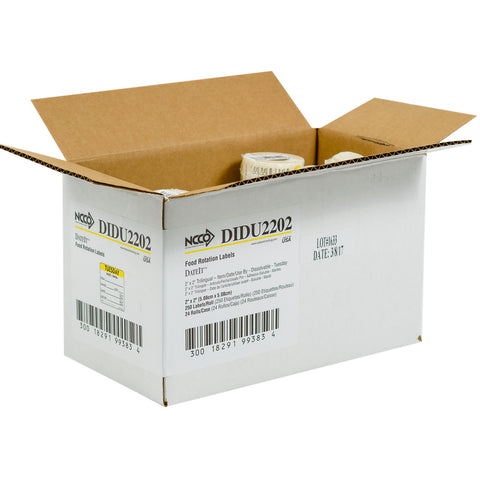 DateIt™ LABEL TRILINGUAL ITEM/DATE/USE BY DISSOLVING YELLOW TUESDAY 2X2