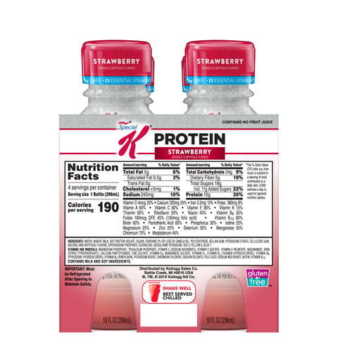 Kelloggs Special K Strawberry Protein Liquid Shake, 10 Fluid Ounce -- 12 per case.