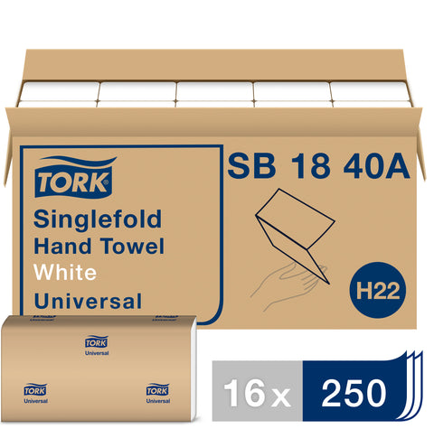 Towel Hand Singlefold White Ecologo® Certified 5.1x9.1