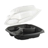 Container Microwavable 3-compartment Base/3-compartment Vented Lid Hinged Clamshell Cc9933b 9x9