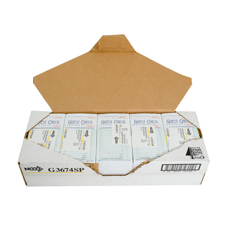 Guest Check Medium-wide Single Copy Cardboard 1-part Green 4.25x7.25