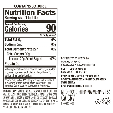 Drink Lemon Ginger Sparkling Probiotic Organic Glass Bottle Carbonated