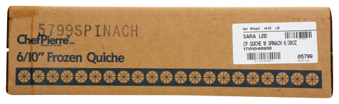 Sara Lee Chef Pierre Unbaked Spinach Quiche, 10 inch -- 6 per case.