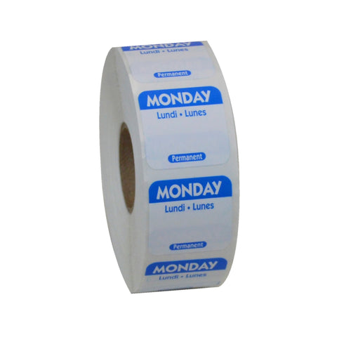National Checking LABEL FOOD ROTATION TRILINGUAL MONDAY BLUE 1X1