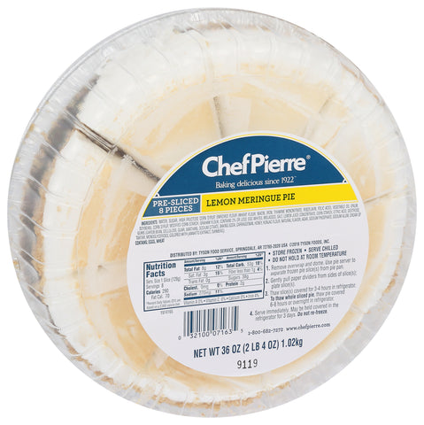 Chef Pierre Traditional Pre Sliced Lemon Meringue Pie, 36 Ounce -- 6 per case.