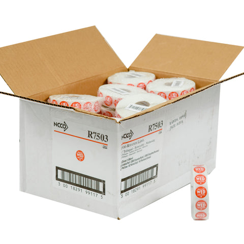National Checking Company Dateit Red Trilingual Removable Label - Wednesday, 0.75 inch Circle -- 2000 per case.