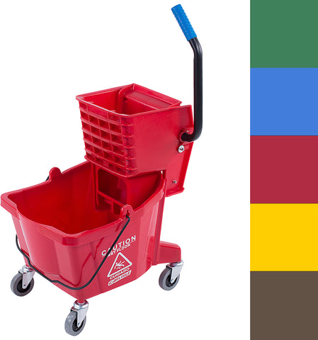 Carlisle MOP BUCKET W/ SIDE-PRESS WRINGER RED 26 QUART