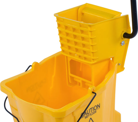 Flo-Pac® MOP BUCKET W/ SIDE PRESS WRINGER YELLOW 35 QT