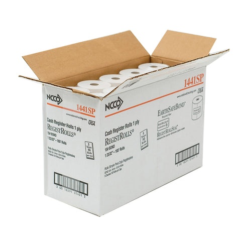 National Checking Company White Bond 1 Ply Register Roll Tape, 44 Millimetre -- 50 per case.